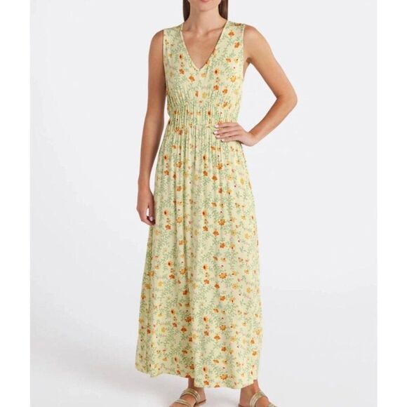 Market & Spruce Marinca Double Waist Cinch Detail Maxi Dress M | Pale Yellow EUC - Picture 1 of 4